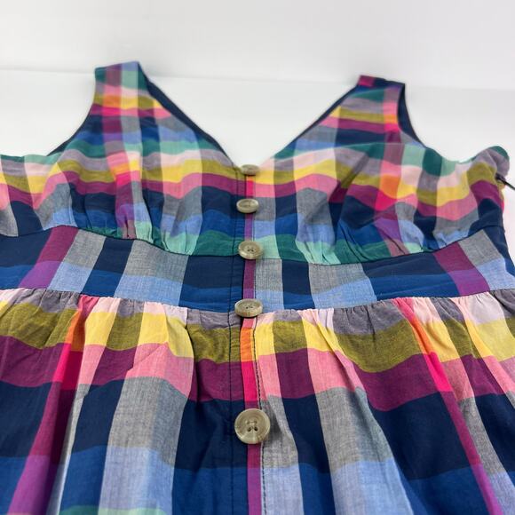 J. Crew Petite 2P Mixed-Plaid Button-Up Fit & Flare Sleeveless Midi Cotton Dress - Picture 7 of 14